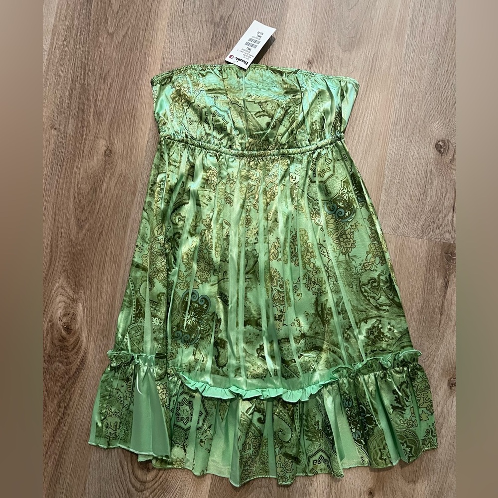 Green Patterned tube top-long length